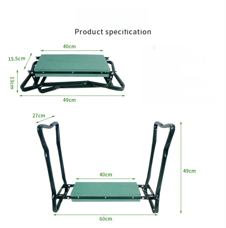 Sulankstoma sodo kelių kėdė su įrankių rinkiniu