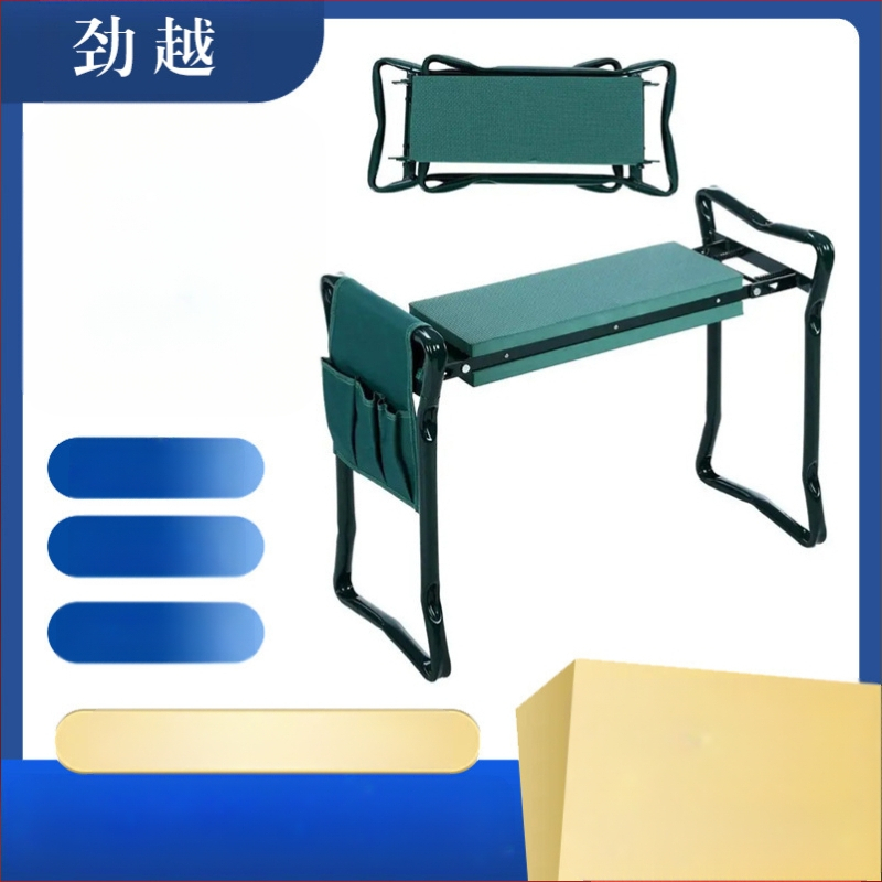 Sulankstoma sodo kelių kėdė su įrankių rinkiniu