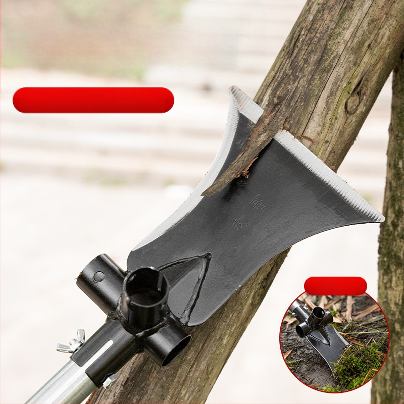 Daugiakryptė kastuvė-kasa iš manganinės plieno; skirta kirpimui, pjaustymui ir kasimui; lauko naudojimui; modelis: Daugiakryptė kastuvė-kasa