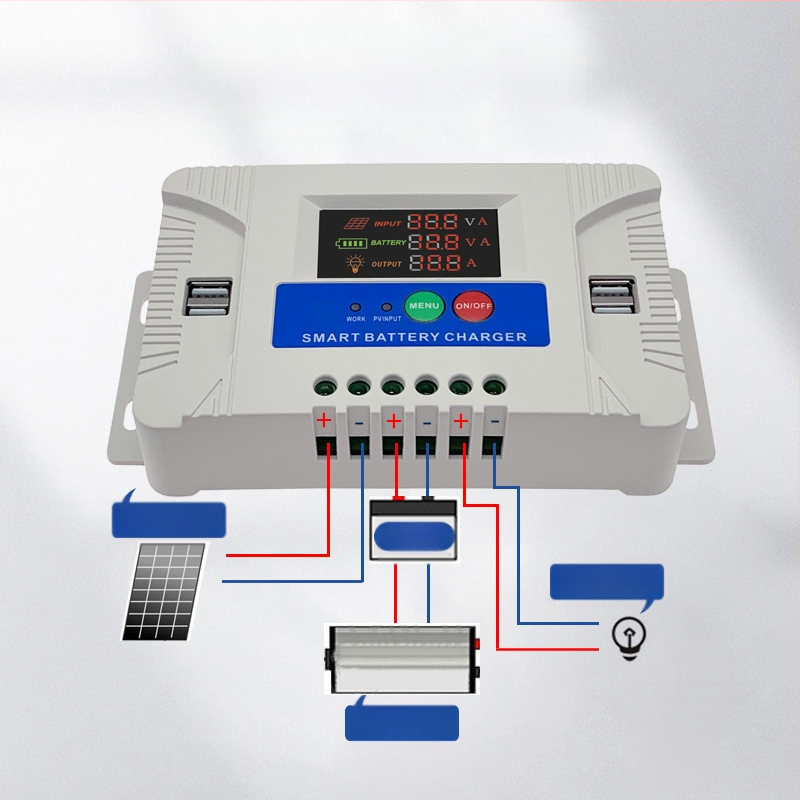 Saulės energijos valdiklis gatvių apšvietimui su automatinio identifikavimo funkcija, 48V, plastikinis korpusas, CE sertifikatas