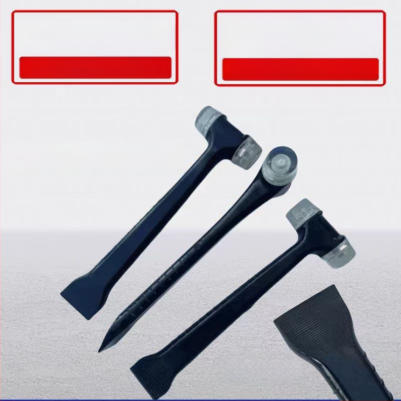 Plieninis korpusas su odiniu rankena – dviejų funkcijų montavimo įrankis plytelėms ir durų/ langų rėmams; plastikinė mentele ir gumos sandarinimo juosta