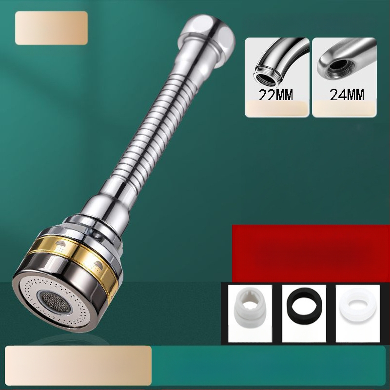 Virtuves izlietnes pagarinājums ar pusvara trīs pakāpju šļautes plūsmu, vienrokas vadība, skrūvējams uzstādījums, universāla rotējoša šļakstes galva (pārklājums: elektroplāksēšana; materiāli ABS+vasks / ABS+vasks+nerūsējošais tērauds; darba temperatūra 0-8