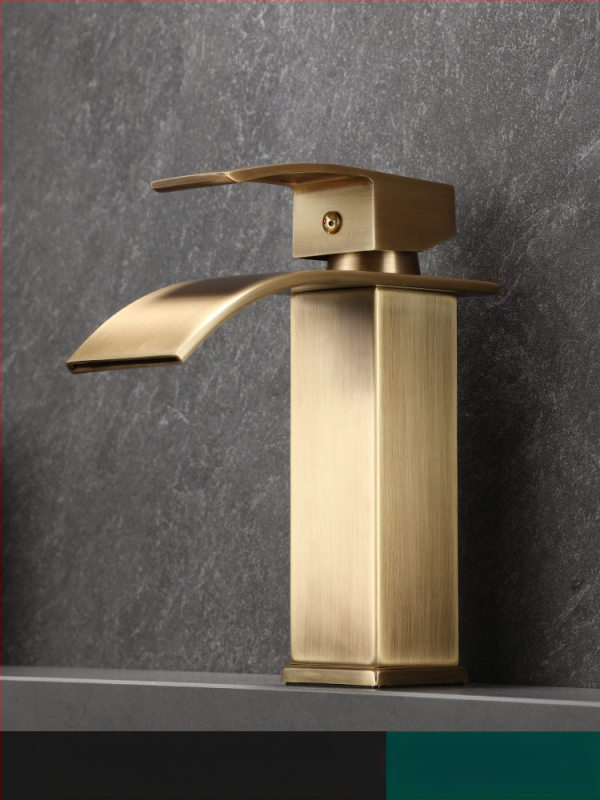 Vízcsap mosdóhoz, vízesés-stílusú, vintage dizájn, modell JS-AD001, anyag: rozsdamentes acél, kerámiabetét, egyetlen csatlakozás