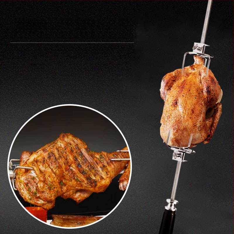 Ritināmā grila dakša, nerūsējošais tērauds, V formā, pulēta virsma, pārnēsājama un noņemama, svars 0,23 kg