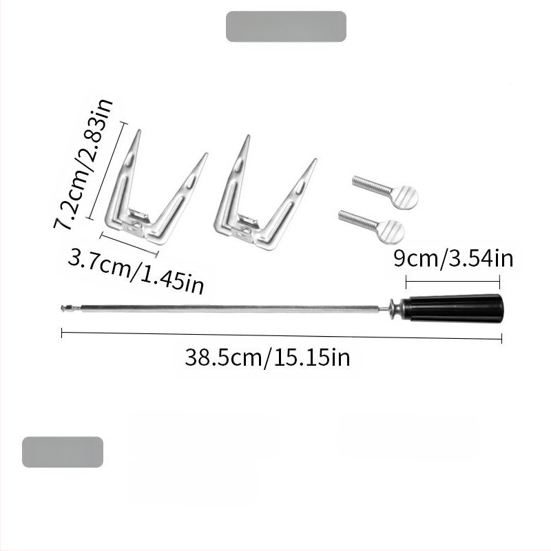 Sukama kepsninės šakutė, nerūdijančio plieno, V formos, poliruota danga, nešiojama ir išimama, svoris 0,23 kg