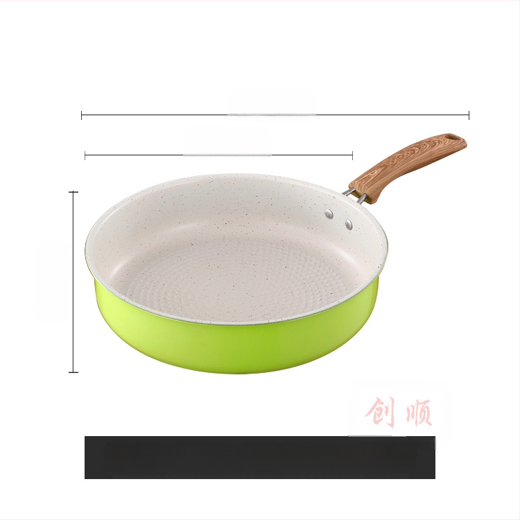 Nerūsējošā tērauda panna ar plakanu dibenu, Maifan Stone antiadhēzijas pārklājums, stikla vāks, svars 1,3 kg