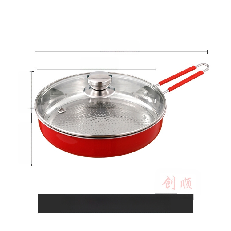 Nerūsējošā tērauda panna ar plakanu dibenu, Maifan Stone antiadhēzijas pārklājums, stikla vāks, svars 1,3 kg