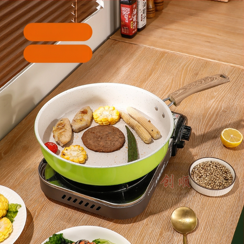 Nerūsējošā tērauda panna ar plakanu dibenu, Maifan Stone antiadhēzijas pārklājums, stikla vāks, svars 1,3 kg