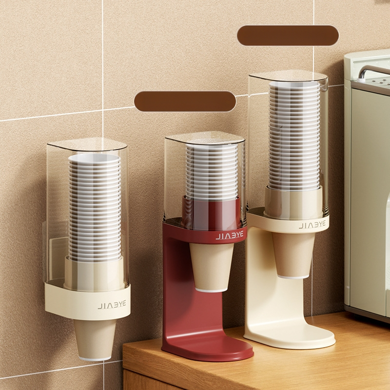 Plastikinis sieninis puodelių dispenseris popieriniams puodeliams, modernus paprastas stilius, montavimas be gręžimo, svoris 430 g