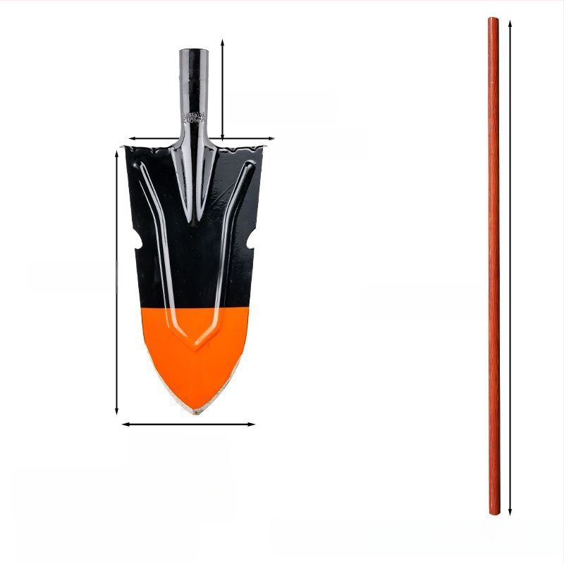 Žemės ūkio kastuvas sodui ir lauke — mangano plienas, kasti medžių šaknis, dirvą ir tranšėjas