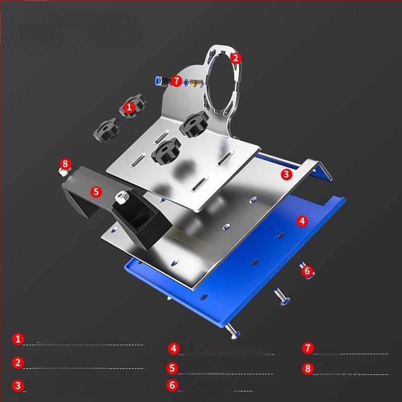 Ъглошлайф приставка за фаска, модел 100, 45° за плочки, фиксираща скоба за рязане