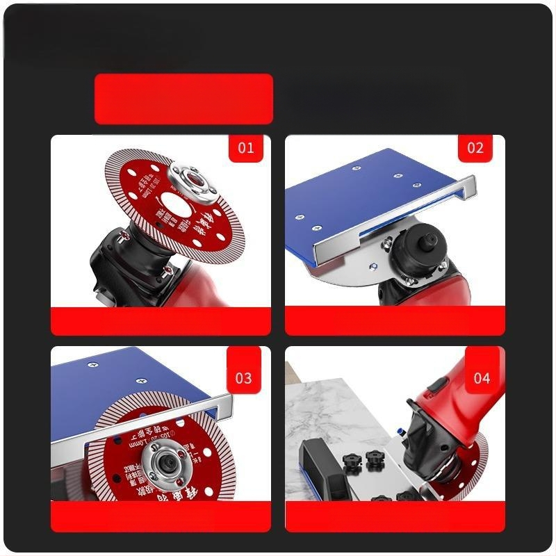 Ъглошлайф приставка за фаска, модел 100, 45° за плочки, фиксираща скоба за рязане