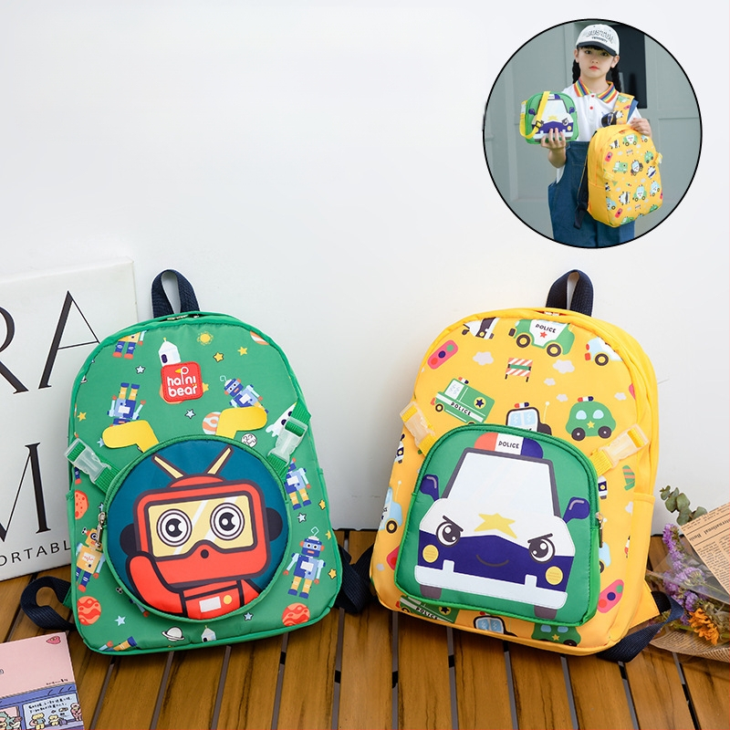 Levehető gyerek hátizsák autó mintával, uniszex, nylon anyag, bővíthető kialakítás, görbe vállpántok