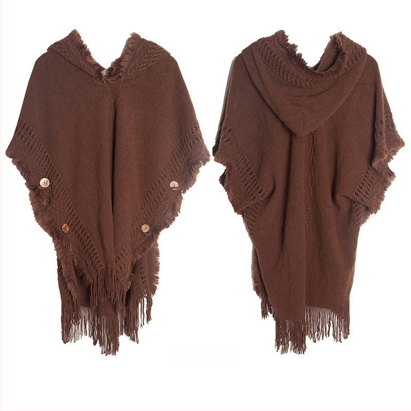 Moteriška megzta kapucinė cape – lengvas akrilas/dirbtinė vilna, vienspalvis raštas, saulės apsauga, tinkama vasarai, pavasariui ir rudeniui, megzto capės stilius