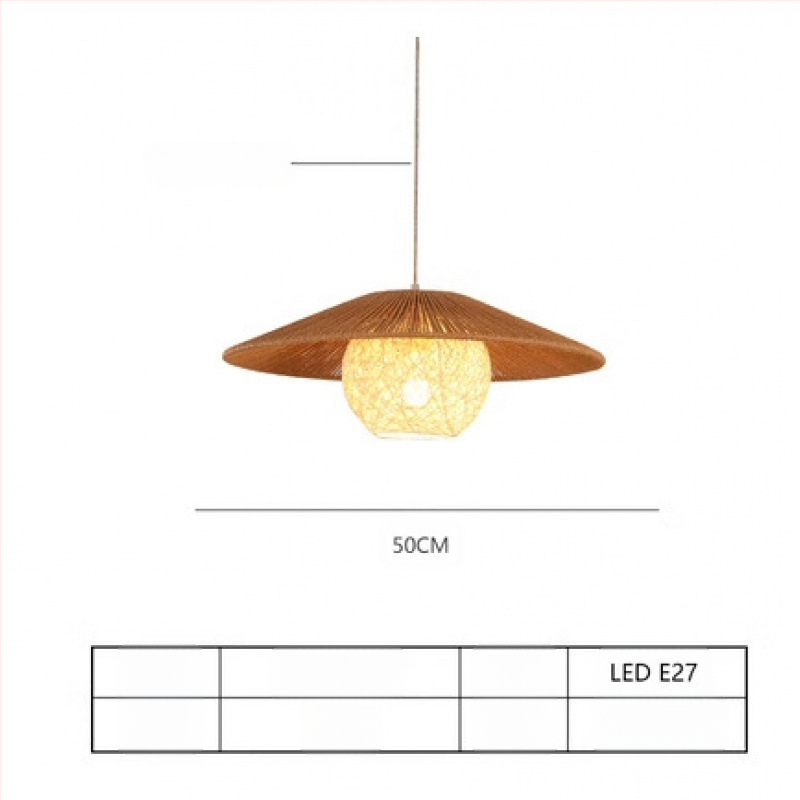 Κρεμαστό φωτιστικό σε ιαπωνικό στυλ με καλώδιο, LED φως, σώμα και σκιά από ρατάν, πολυέλαιος με μία κεφαλή