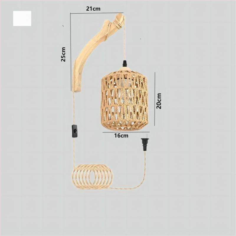 Fali lámpa bambusz fonott árnyékolóval, fából készült művészeti alkotás, teaház hangulat, japán stílusú retro, hálószobai kreatív lámpa, 220V, 3C tanúsítvány 2023010105591769