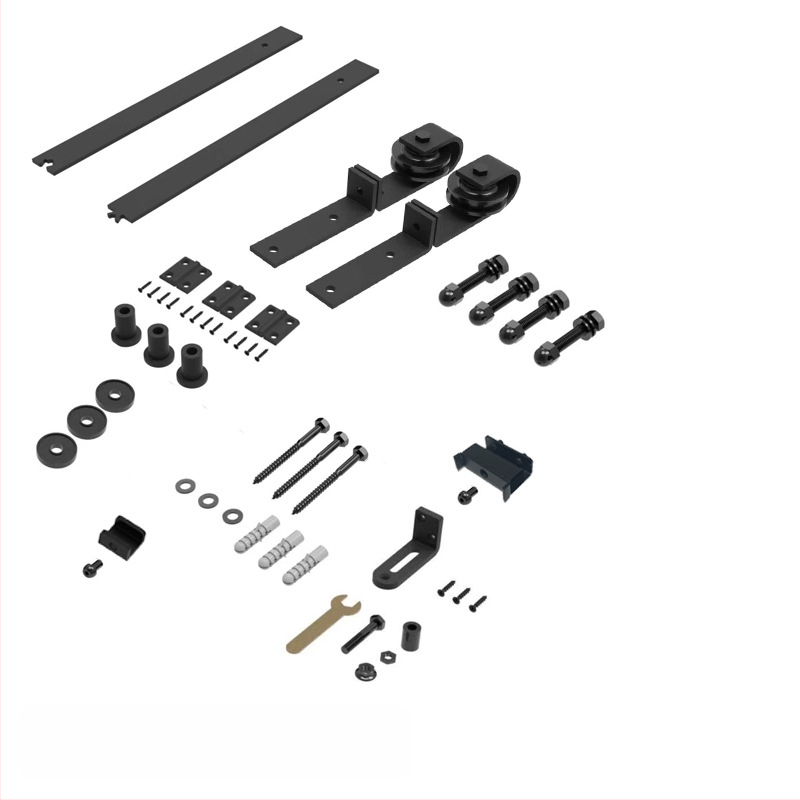 Anglies plieno durų mechanikos komplektas – sulankstomos dviejų durų bėginiai ir ratukai svetainei ir virtuvei, atsparus dėvėjimuisi, miltelinis dengimas, modelis JH-ZD1, modernus minimalistinis stilius