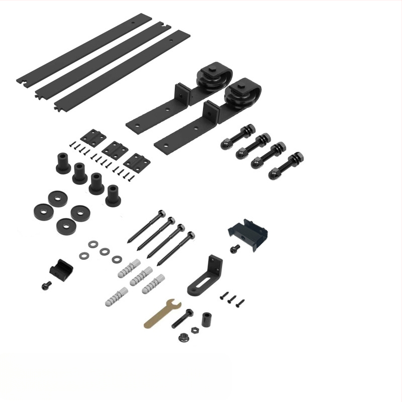 Anglies plieno durų mechanikos komplektas – sulankstomos dviejų durų bėginiai ir ratukai svetainei ir virtuvei, atsparus dėvėjimuisi, miltelinis dengimas, modelis JH-ZD1, modernus minimalistinis stilius