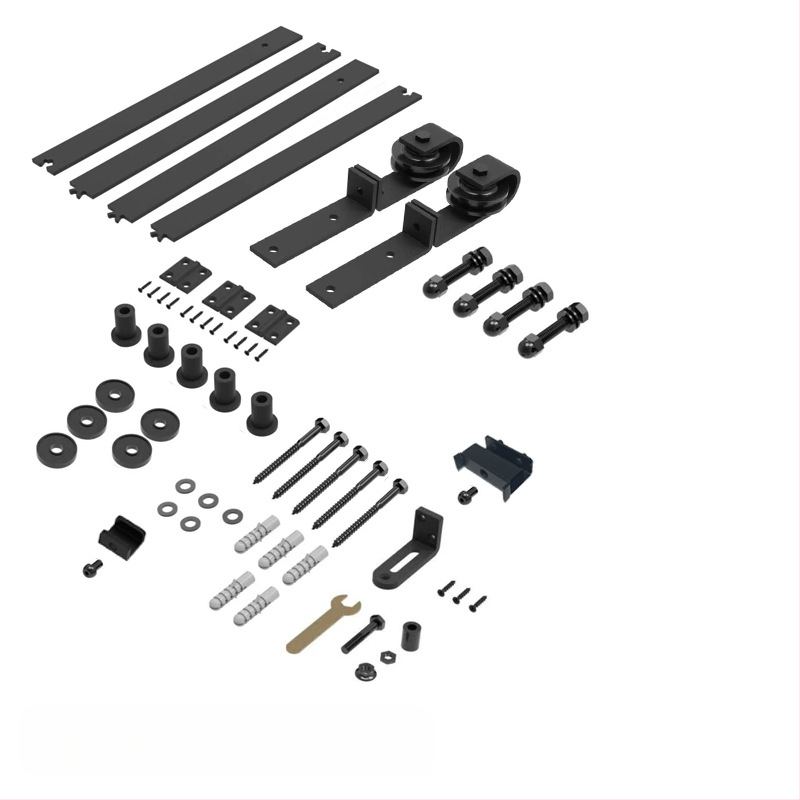 Anglies plieno durų mechanikos komplektas – sulankstomos dviejų durų bėginiai ir ratukai svetainei ir virtuvei, atsparus dėvėjimuisi, miltelinis dengimas, modelis JH-ZD1, modernus minimalistinis stilius