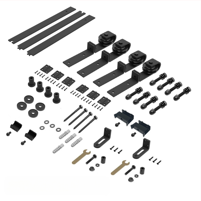 Anglies plieno durų mechanikos komplektas – sulankstomos dviejų durų bėginiai ir ratukai svetainei ir virtuvei, atsparus dėvėjimuisi, miltelinis dengimas, modelis JH-ZD1, modernus minimalistinis stilius