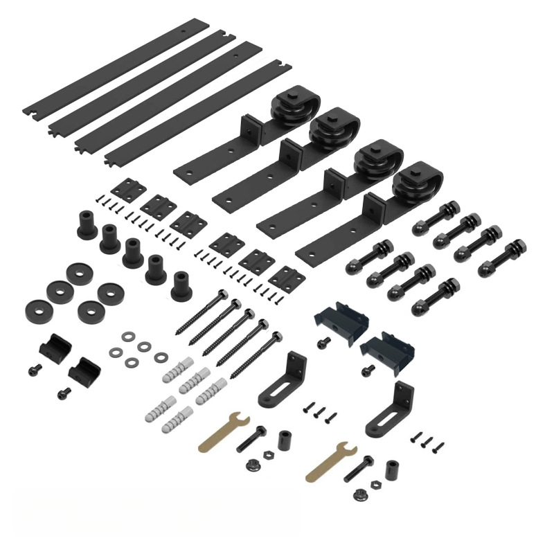 Anglies plieno durų mechanikos komplektas – sulankstomos dviejų durų bėginiai ir ratukai svetainei ir virtuvei, atsparus dėvėjimuisi, miltelinis dengimas, modelis JH-ZD1, modernus minimalistinis stilius