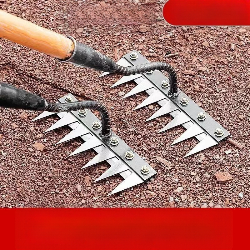 Sodo grėblys su nuimama galvute, daugiažūbis, žemės atpalaidavimui vaismedžiams (dantų ilgis 100 mm)