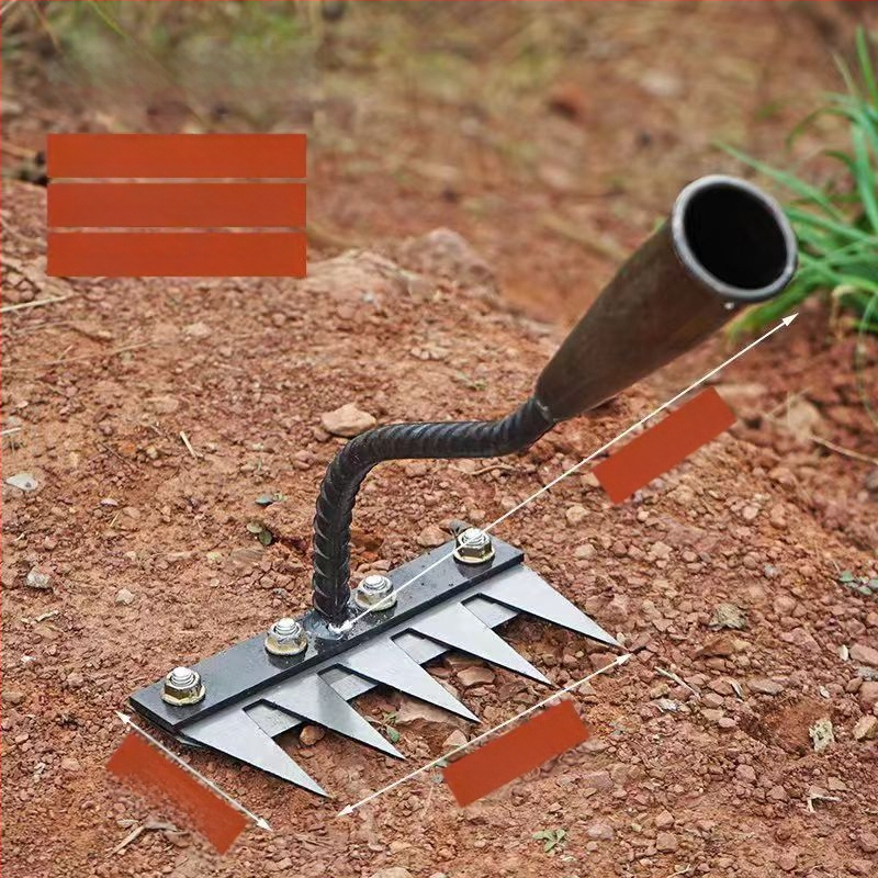 Sodo grėblys su nuimama galvute, daugiažūbis, žemės atpalaidavimui vaismedžiams (dantų ilgis 100 mm)