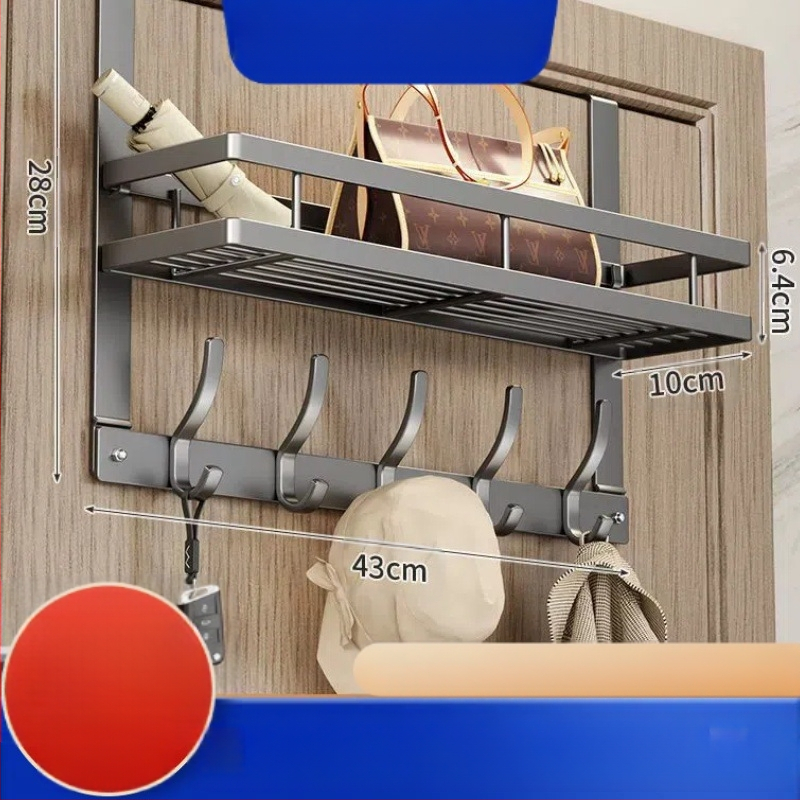 Безпробивна стенна закачалка за палто с лепяща основа за монтаж зад вратата — карбонова стомана, сгъваема и мултифункционална