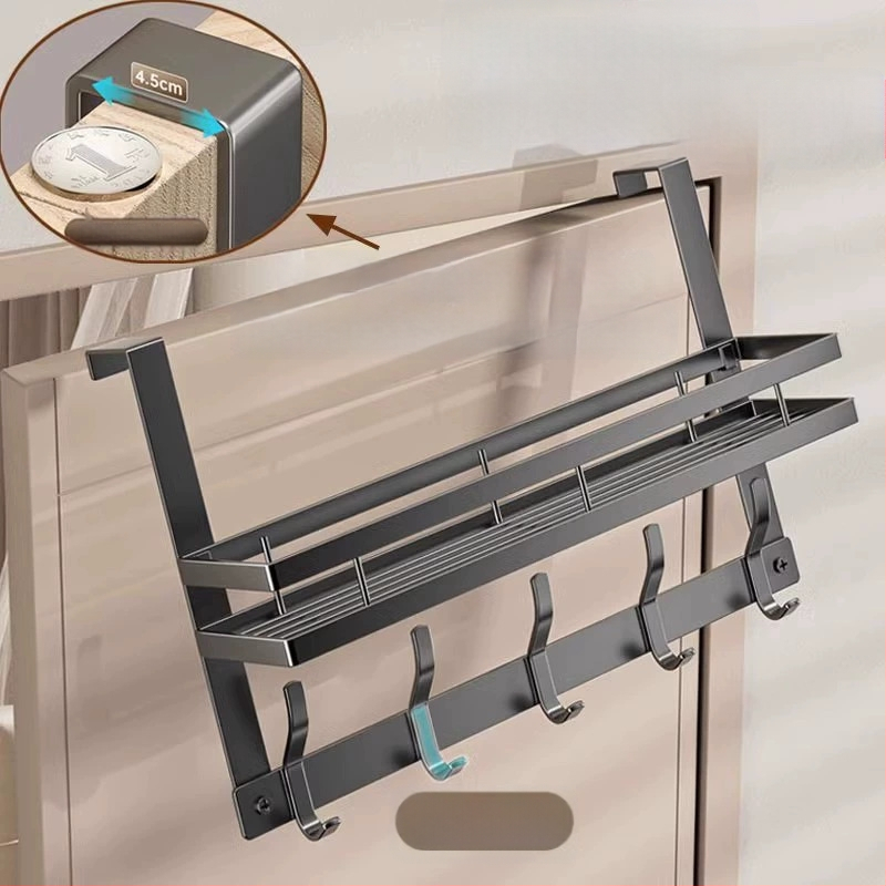 Безпробивна стенна закачалка за палто с лепяща основа за монтаж зад вратата — карбонова стомана, сгъваема и мултифункционална