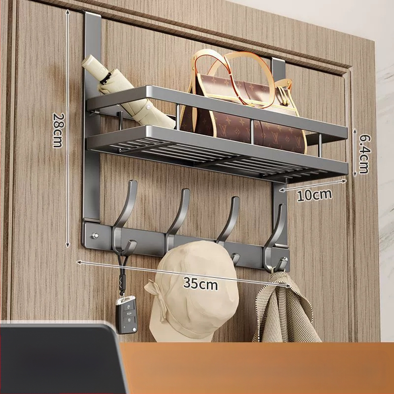 Безпробивна стенна закачалка за палто с лепяща основа за монтаж зад вратата — карбонова стомана, сгъваема и мултифункционална