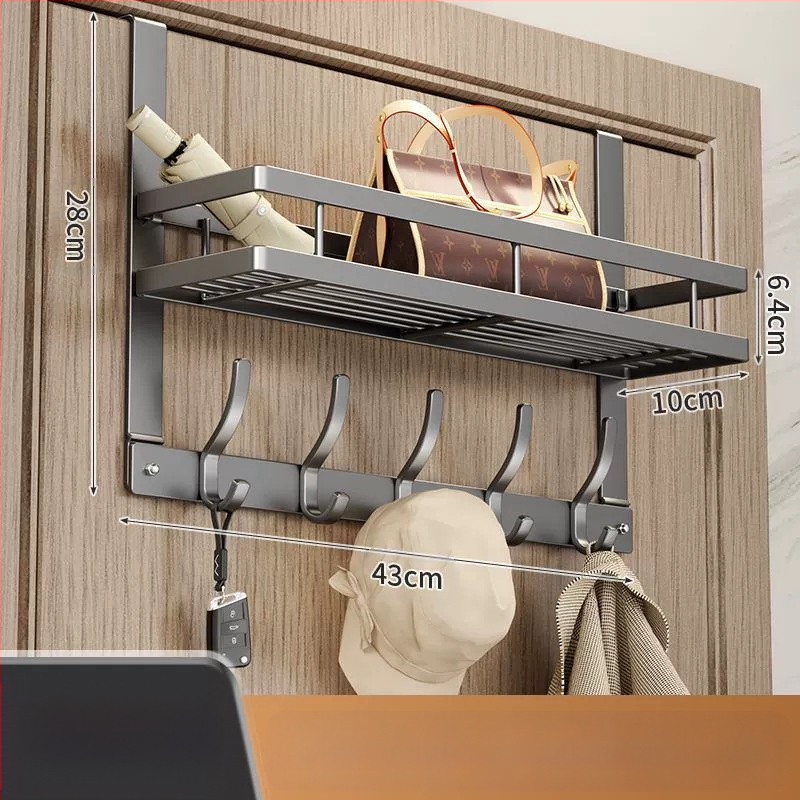 Безпробивна стенна закачалка за палто с лепяща основа за монтаж зад вратата — карбонова стомана, сгъваема и мултифункционална