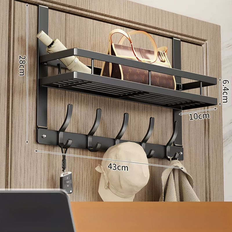 Безпробивна стенна закачалка за палто с лепяща основа за монтаж зад вратата — карбонова стомана, сгъваема и мултифункционална