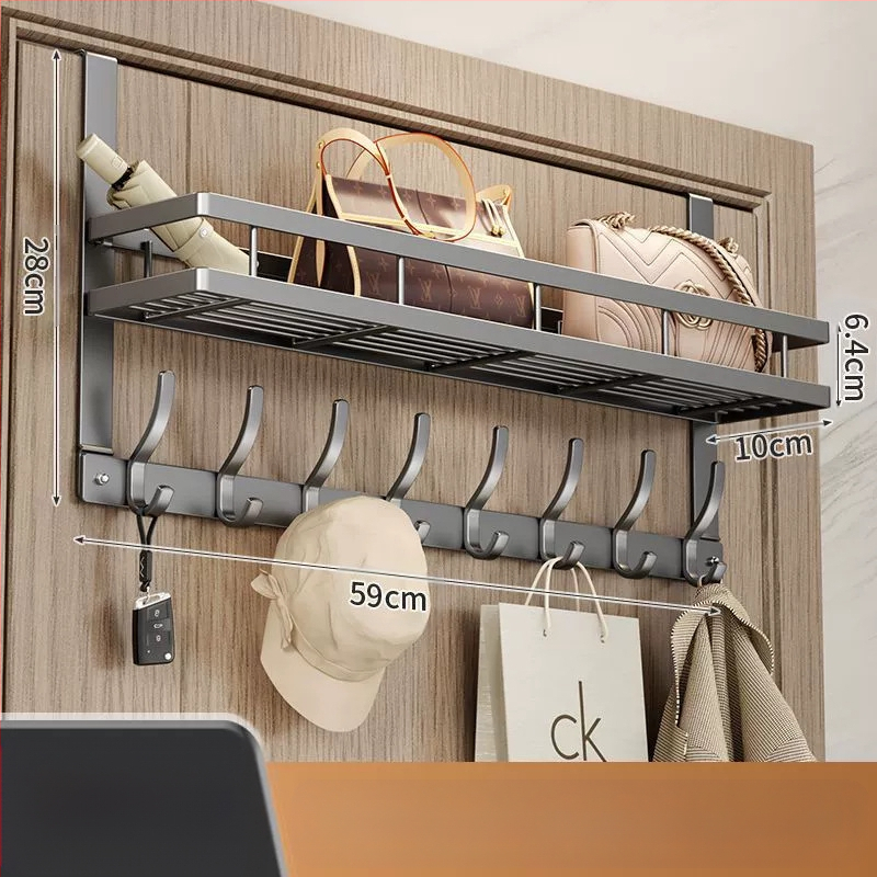 Безпробивна стенна закачалка за палто с лепяща основа за монтаж зад вратата — карбонова стомана, сгъваема и мултифункционална
