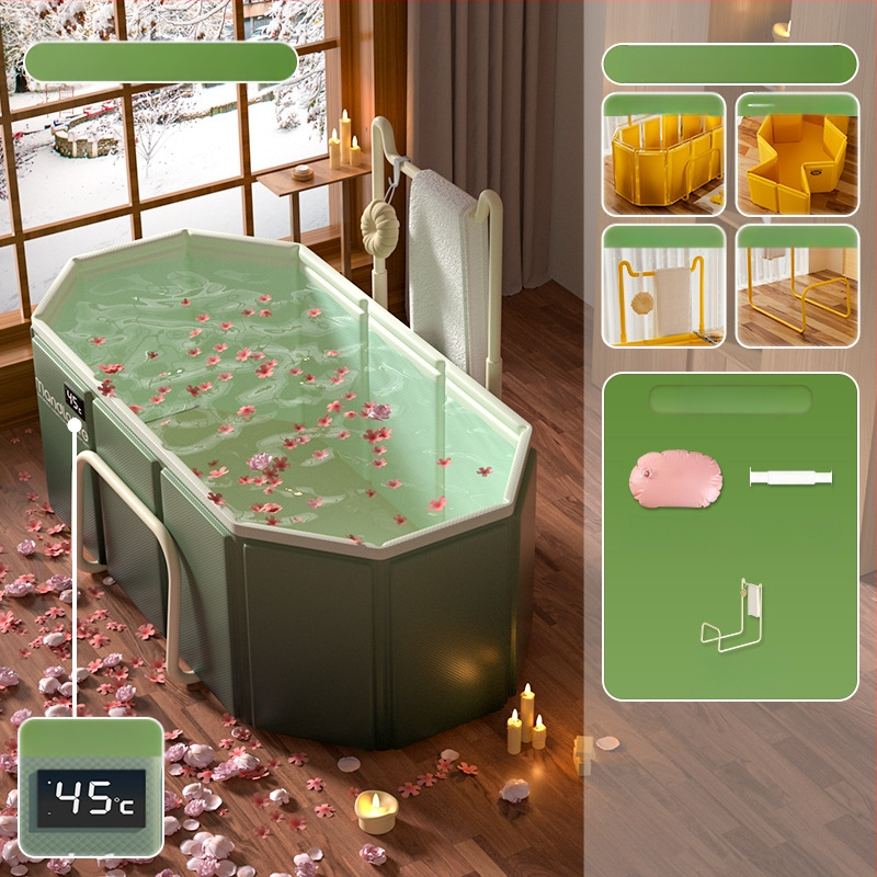 Sulankstomas vonios kibiras suaugusiems, PVC, skirtas maudynėms, su temperatūros kontrole