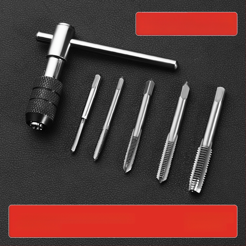 Комплект за завиване на резби (тап и ди) със свредло за резби, ръчен инструмент за завиване на резби и вътрешнорезбов гаечен ключ