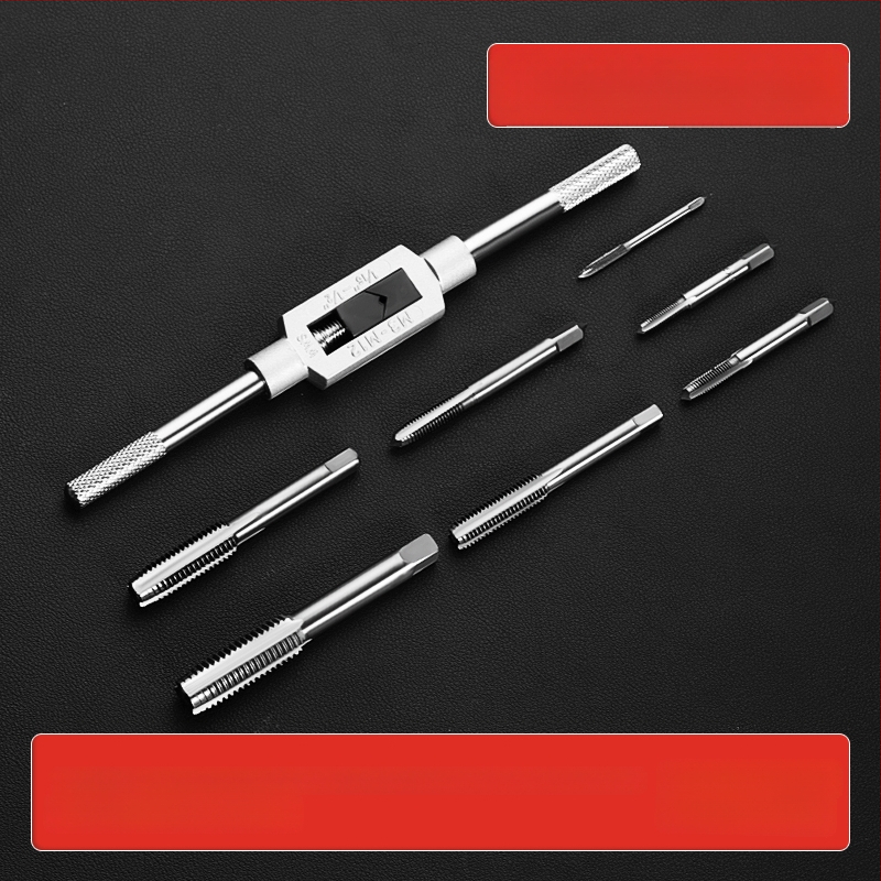 Комплект за завиване на резби (тап и ди) със свредло за резби, ръчен инструмент за завиване на резби и вътрешнорезбов гаечен ключ