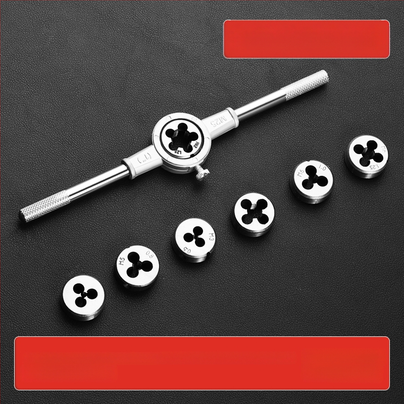 Комплект за завиване на резби (тап и ди) със свредло за резби, ръчен инструмент за завиване на резби и вътрешнорезбов гаечен ключ