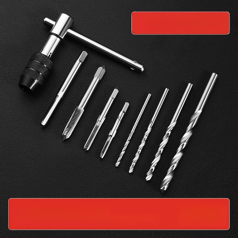 Комплект за завиване на резби (тап и ди) със свредло за резби, ръчен инструмент за завиване на резби и вътрешнорезбов гаечен ключ
