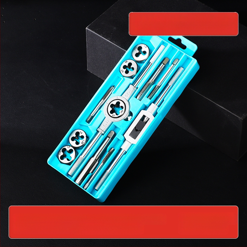 Комплект за завиване на резби (тап и ди) със свредло за резби, ръчен инструмент за завиване на резби и вътрешнорезбов гаечен ключ