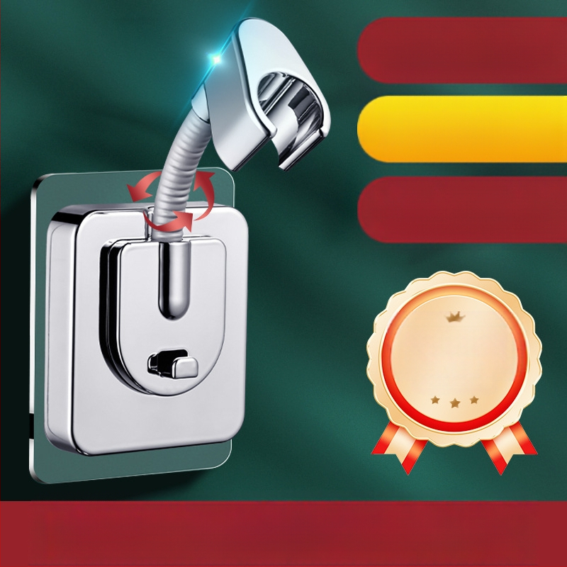 Dušo galvos laikiklis – pagrindas, sienos montavimas be gręžimo, universalus reguliuojamas, ABS medžiaga, elektroplakavimo apdaila, modelis ZJ-01, šiuolaikiškas minimalistinis stilius