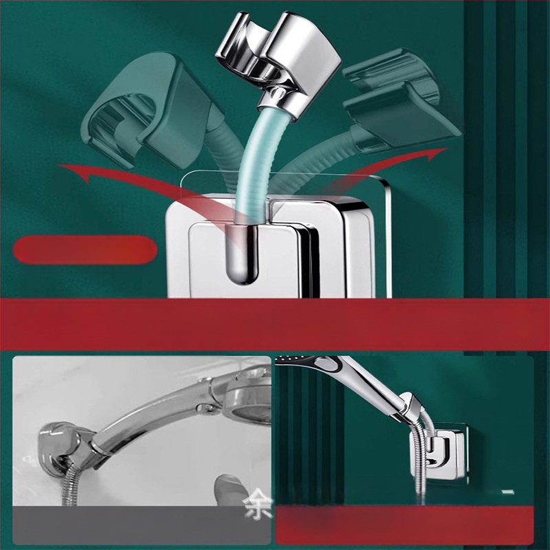 Dušo galvos laikiklis – pagrindas, sienos montavimas be gręžimo, universalus reguliuojamas, ABS medžiaga, elektroplakavimo apdaila, modelis ZJ-01, šiuolaikiškas minimalistinis stilius