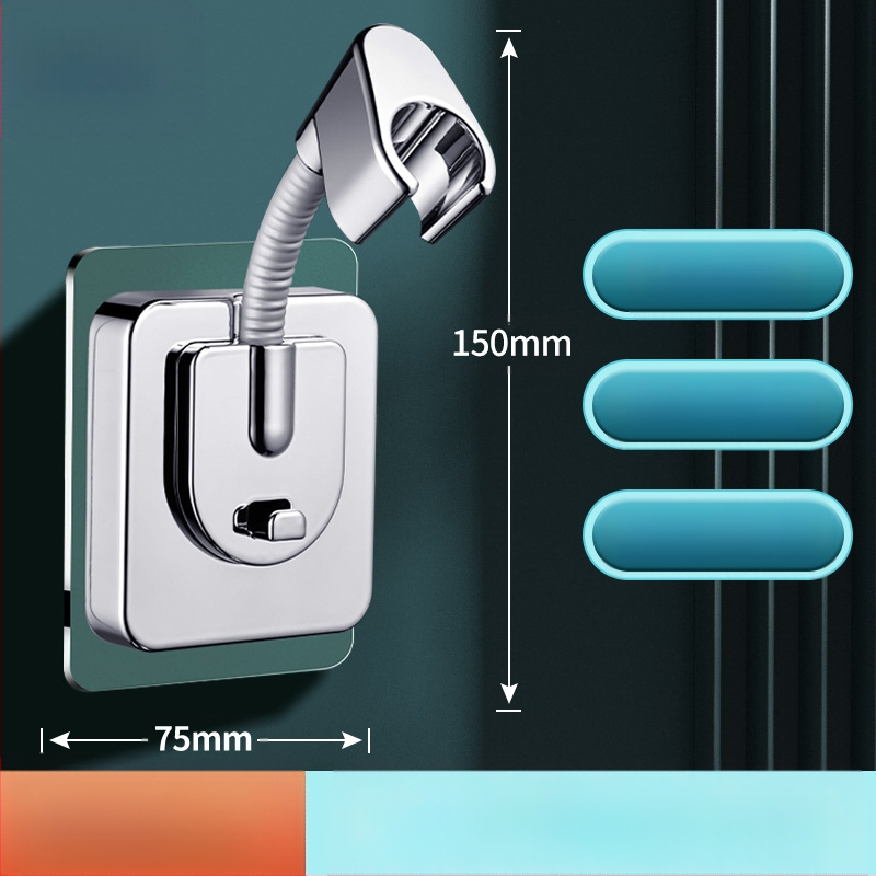 Dušo galvos laikiklis – pagrindas, sienos montavimas be gręžimo, universalus reguliuojamas, ABS medžiaga, elektroplakavimo apdaila, modelis ZJ-01, šiuolaikiškas minimalistinis stilius