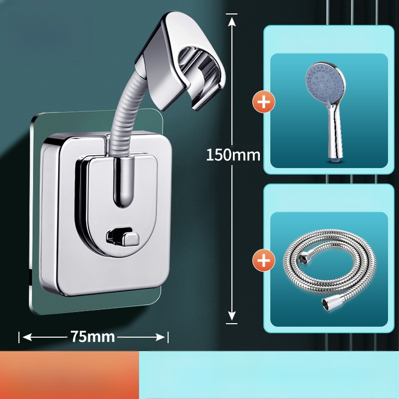 Dušo galvos laikiklis – pagrindas, sienos montavimas be gręžimo, universalus reguliuojamas, ABS medžiaga, elektroplakavimo apdaila, modelis ZJ-01, šiuolaikiškas minimalistinis stilius