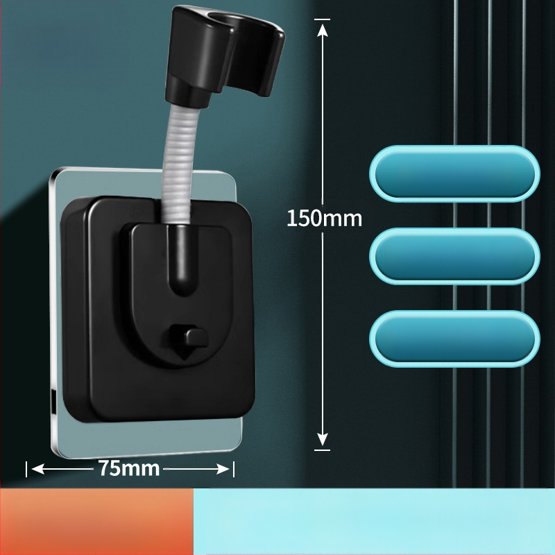 Dušo galvos laikiklis – pagrindas, sienos montavimas be gręžimo, universalus reguliuojamas, ABS medžiaga, elektroplakavimo apdaila, modelis ZJ-01, šiuolaikiškas minimalistinis stilius