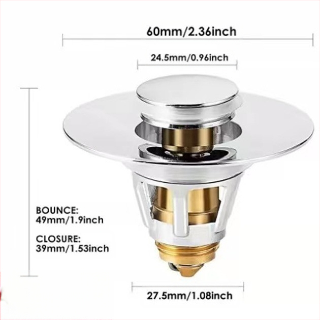 Kerámiából készült mosdólefolyó dugó rugós maggal – nyomógombos működés, anti-odor, modern minimalist stílus