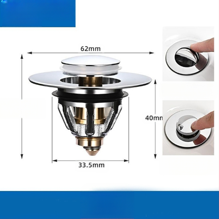 Kerámiából készült mosdólefolyó dugó rugós maggal – nyomógombos működés, anti-odor, modern minimalist stílus