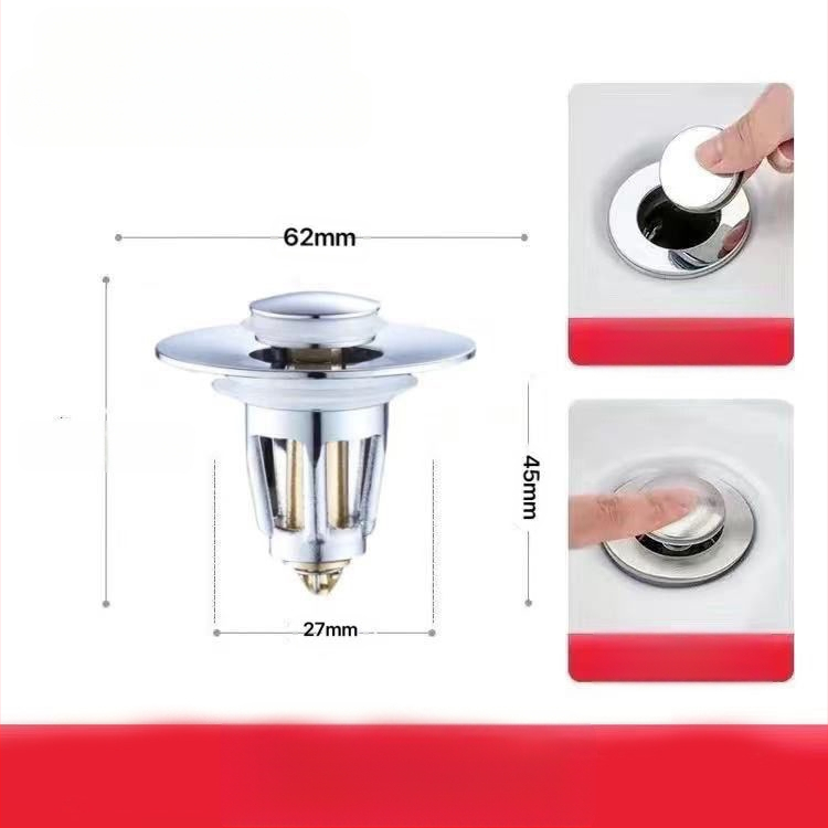 Kerámiából készült mosdólefolyó dugó rugós maggal – nyomógombos működés, anti-odor, modern minimalist stílus