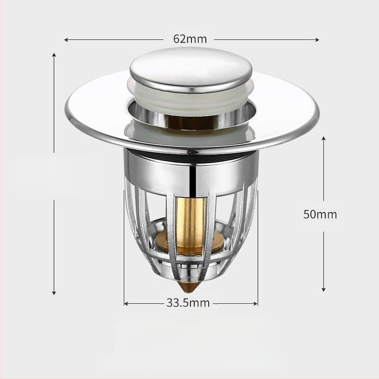 Kerámiából készült mosdólefolyó dugó rugós maggal – nyomógombos működés, anti-odor, modern minimalist stílus