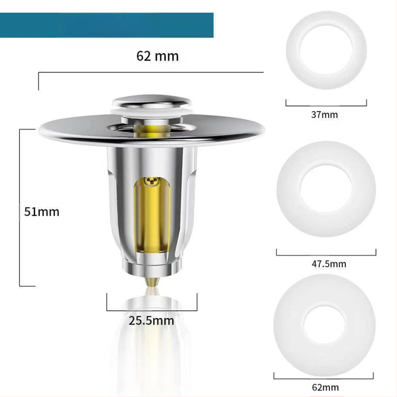 Kerámiából készült mosdólefolyó dugó rugós maggal – nyomógombos működés, anti-odor, modern minimalist stílus