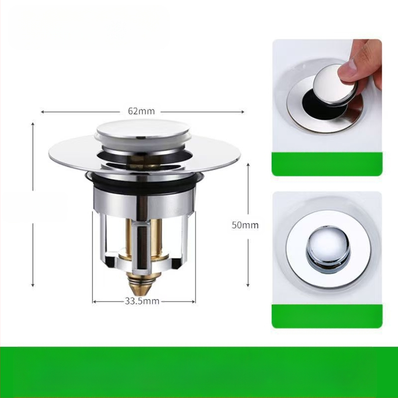 Kerámiából készült mosdólefolyó dugó rugós maggal – nyomógombos működés, anti-odor, modern minimalist stílus